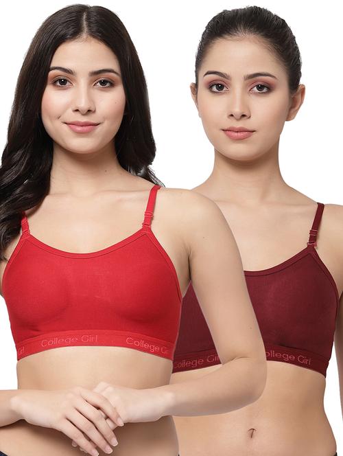 women pack of 2 solid sports bra - 21385158 - Very Small Image - 1