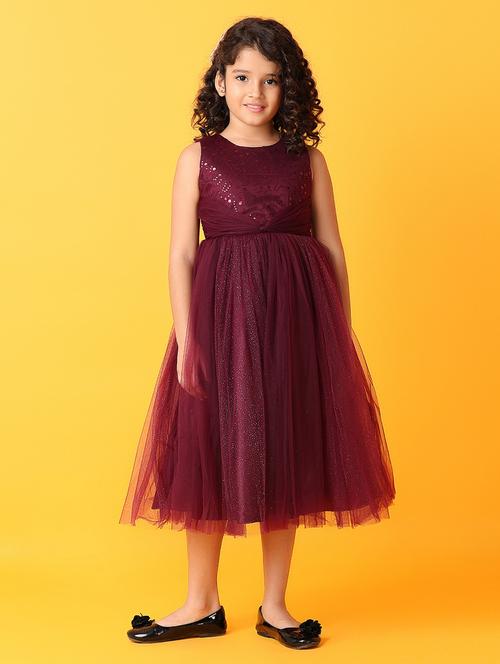 girls solids with work round neck frock - 21385563 - Very Small Image - 1