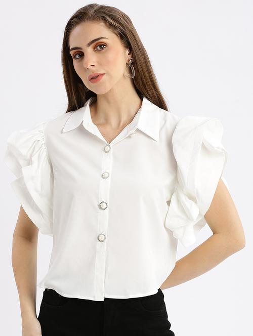 white solid regular top - 21387404 - Very Small Image - 1