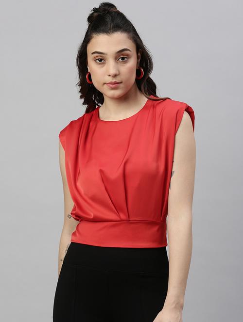 red solid tie back top - 21387418 - Very Small Image - 1