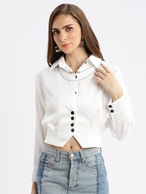 white solid shirt top - 21387446 - Very Small Image - 1