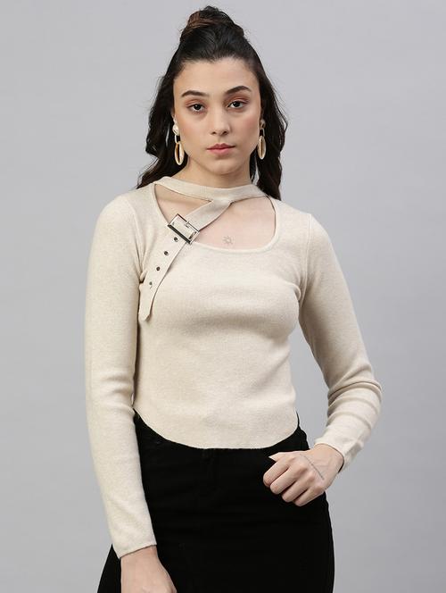 beige solid regular top - 21387450 - Very Small Image - 1