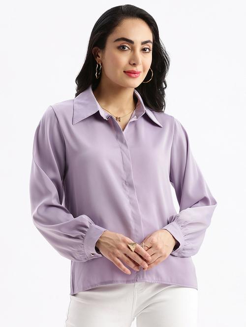 lavender solid shirt top - 21387473 - Very Small Image - 1