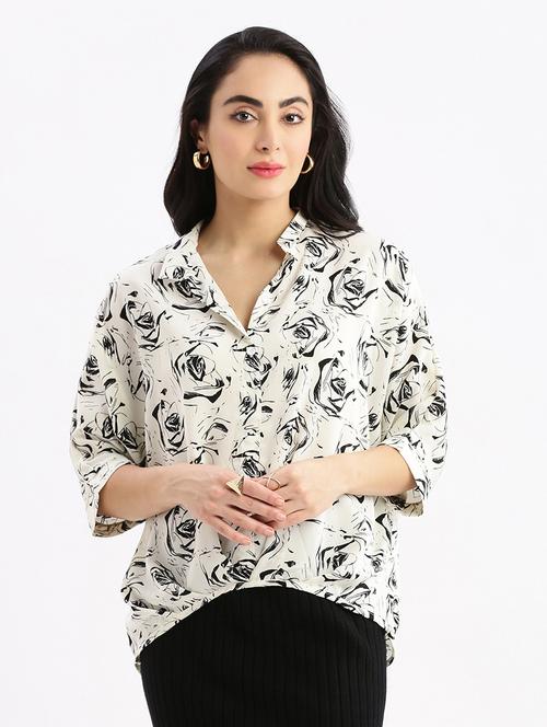 cream floral printed shirt top - 21387496 - Very Small Image - 1