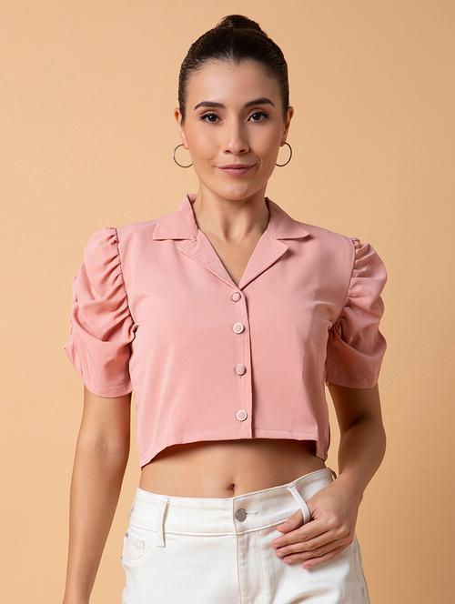 peach solid shirt top - 21387512 - Very Small Image - 1