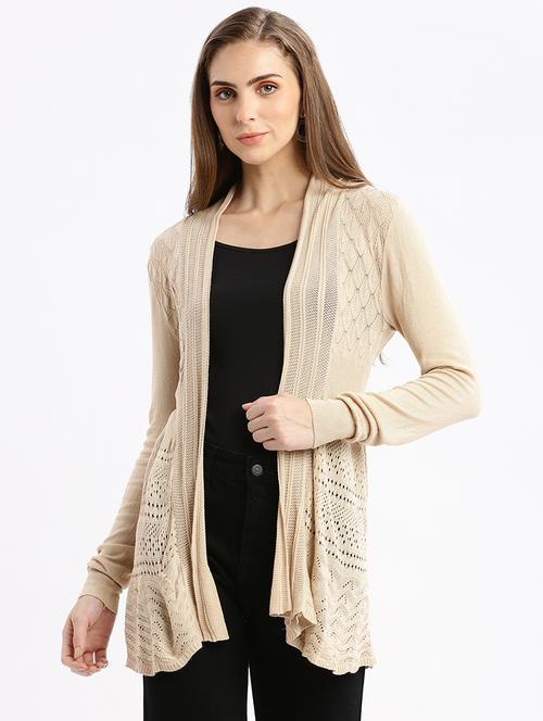 women beige self design regular shrug - 21387544 - Very Small Image - 1