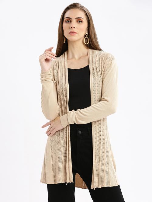 women beige acrylic regular shrug - 21387553 - Very Small Image - 1