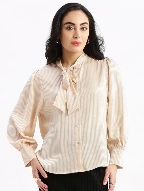 cream stripes regular shirt - 21387616 - Very Small Image - 1