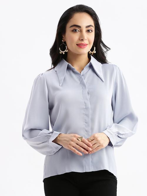women purist blue solids regular shirt - 21387621 - Very Small Image - 1