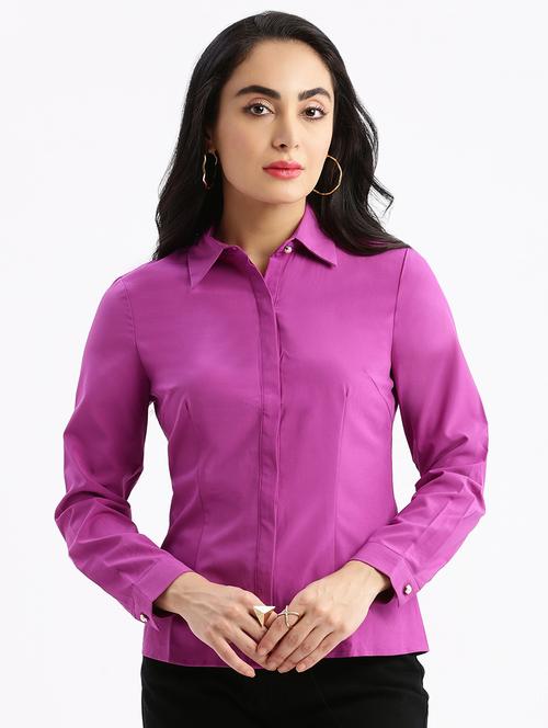 purple solid crepe shirt - 21387641 - Very Small Image - 1
