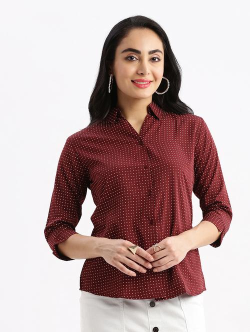 maroon polka dot regular shirt - 21387653 - Very Small Image - 1