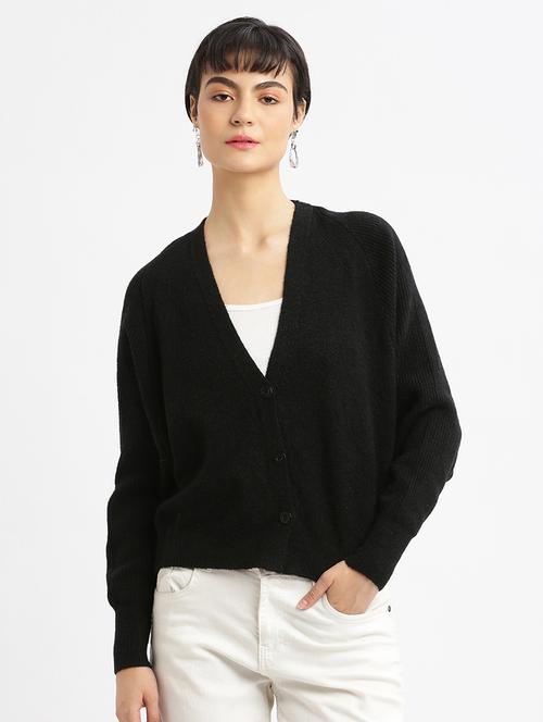 women black solid cardigan - 21387805 - Very Small Image - 1