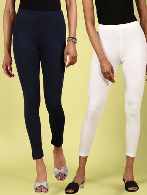women pack of 2 solid cotton legging - 21388422 - Very Small Image - 1