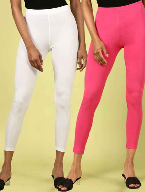 set of 2 multi colored cotton leggings - 21388436 - Very Small Image - 1