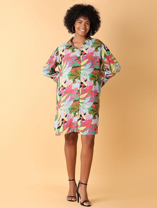 women printed long sleeve shirt dress - 21389852 - Very Small Image - 1