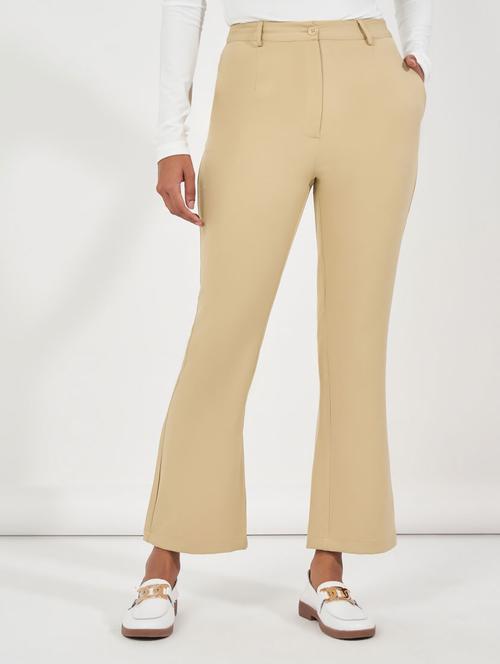 women beige solid mid rise bootcut trouser - 21390745 - Very Small Image - 1