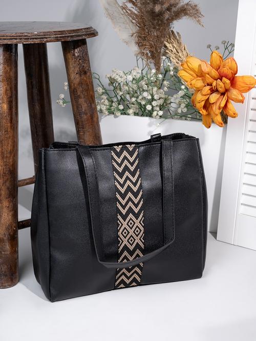 women black leatherette regular tote bag - 21390757 - Very Small Image - 1