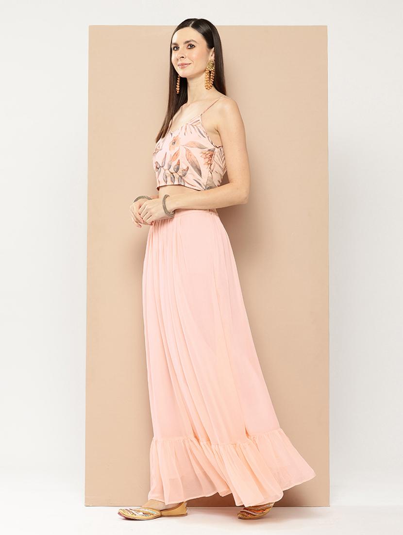 women peach floral printed fusion set - 21391245 - Zoom Image - 2