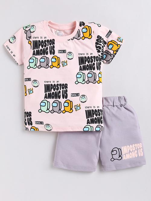 boys printed cotton shorts  twin set - 21392376 - Very Small Image - 1
