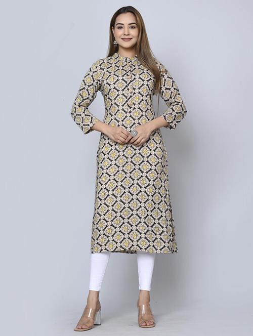 women three quarter sleeve printed a-line kurta - 21393345 - Very Small Image - 1