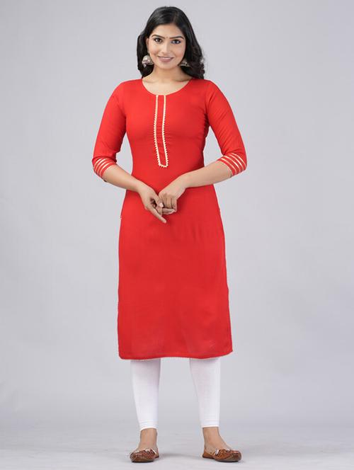 women three quarter sleeve straight kurta - 21393373 - Very Small Image - 1