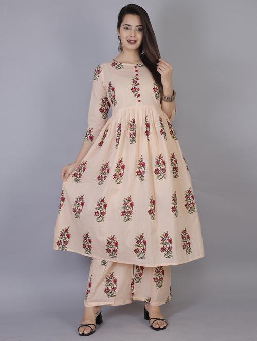 women three quarter sleeve kurta palazzo set  - 21393485 - Very Small Image - 1