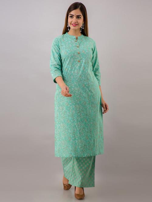 women three quarter sleeve kurta palazzo set  - 21393524 - Very Small Image - 1