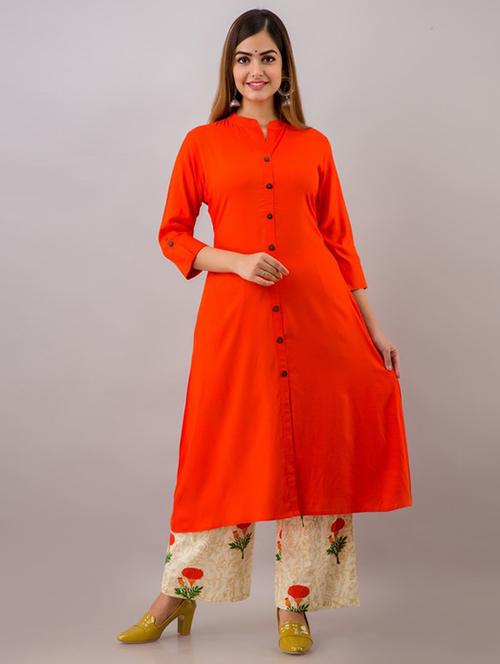 women three quarter sleeve kurta palazzo set  - 21393526 - Very Small Image - 1