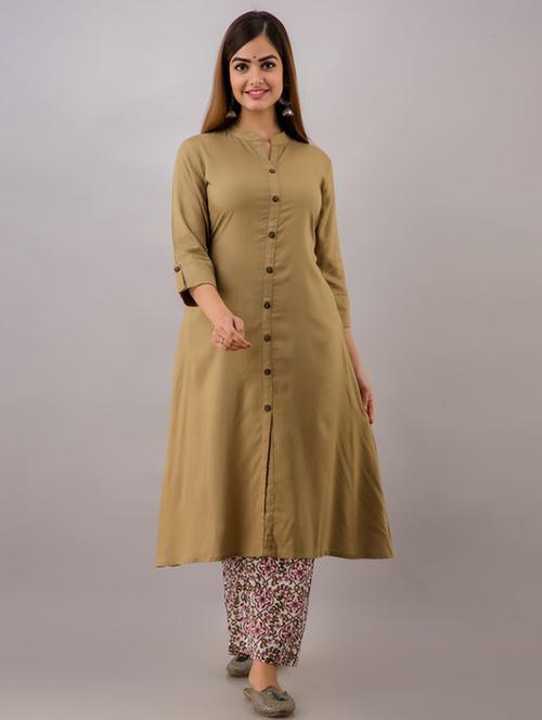 women three quarter sleeve kurta palazzo set  - 21393528 - Very Small Image - 1
