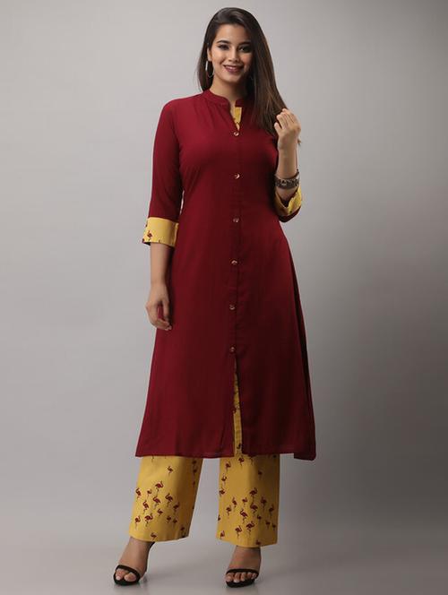 women solid kurta palazzo set - 21393549 - Very Small Image - 1