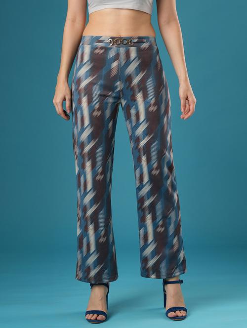 globus women blue canvas hazzy printed mid rise stretchable straight fit treggings - 21393573 - Very Small Image - 1