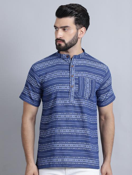 men mandarin neck printed short kurta - 21395184 - Very Small Image - 1