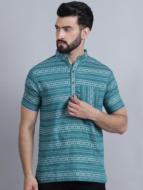 men mandarin neck printed short kurta - 21395186 - Very Small Image - 1