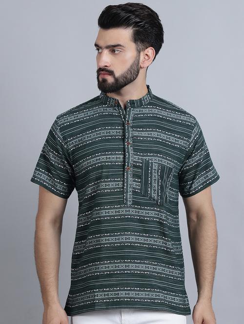 men mandarin neck printed short kurta - 21395190 - Very Small Image - 1