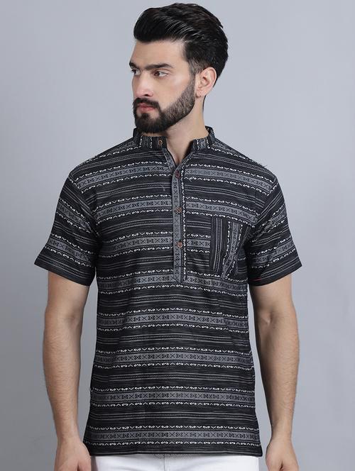 men mandarin neck printed short kurta - 21395192 - Very Small Image - 1