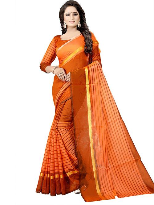women striped handloom saree with blouse - 21395526 - Very Small Image - 1