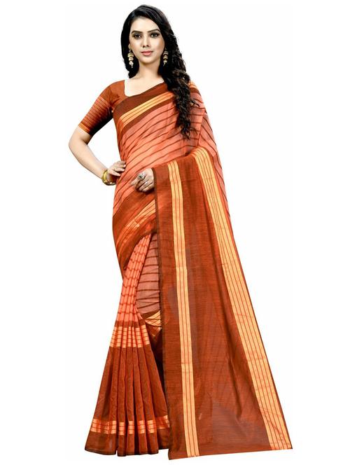 women striped handloom saree with blouse - 21395588 - Very Small Image - 1