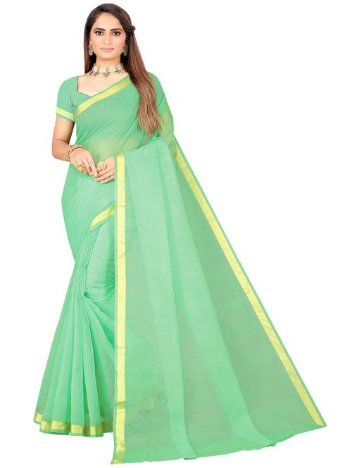 women solid with bordered handloom saree with blouse - 21395590 - Very Small Image - 1