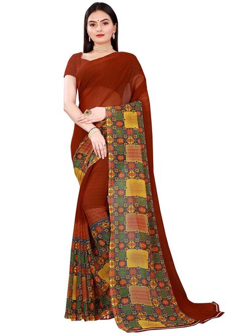 women printed casual wear saree with blouse - 21395641 - Very Small Image - 1