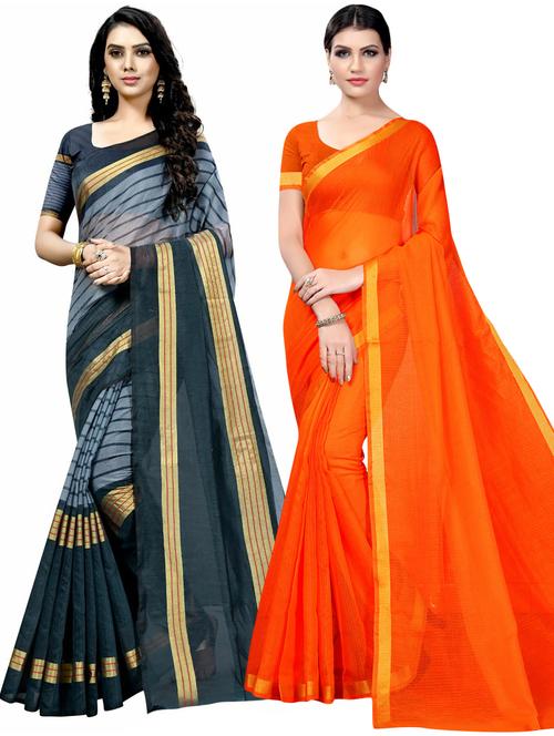 pack of 2 printed casual wear saree with blouse - 21395729 - Very Small Image - 1