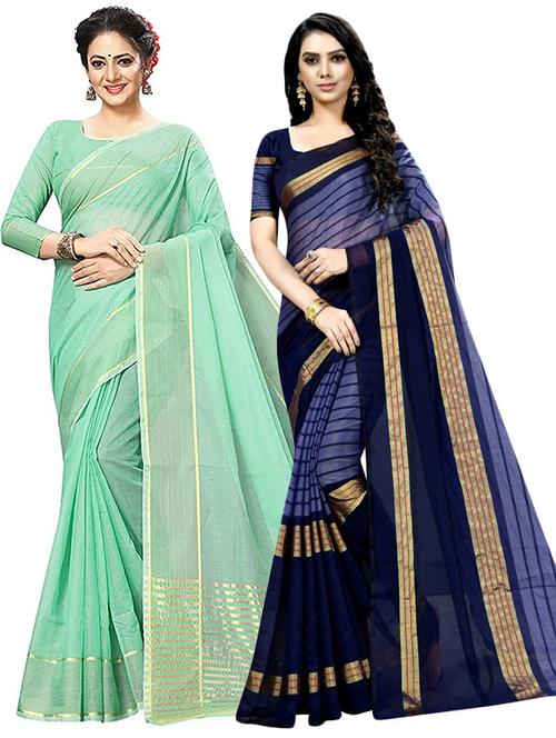 pack of 2 casual wear sarees with blouse - 21395733 - Very Small Image - 1