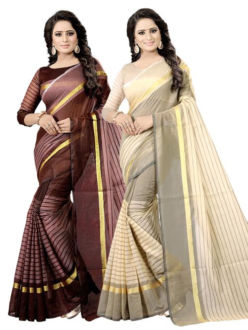 pack of 2 casual wear sarees with blouse - 21395851 - Very Small Image - 1