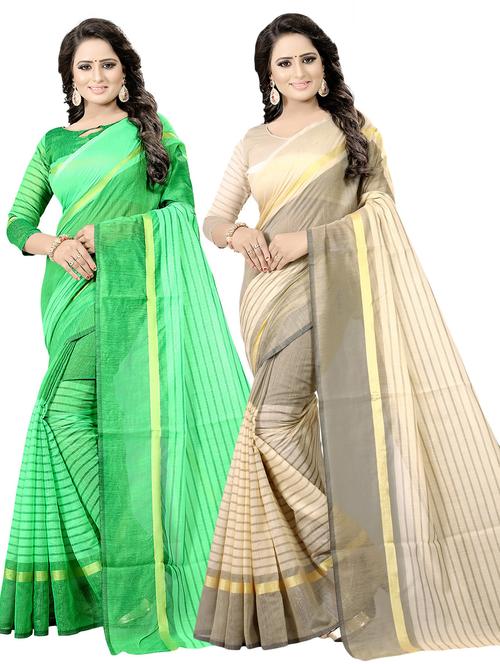 pack of 2 printed casual wear saree with blouse - 21395854 - Very Small Image - 1