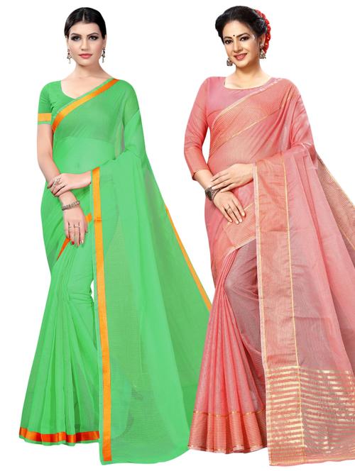 pack of 2 casual wear sarees with blouse - 21396081 - Very Small Image - 1