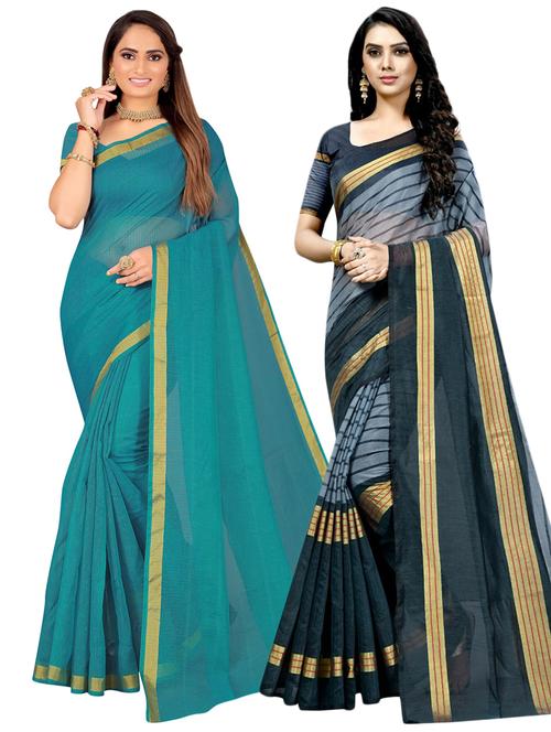 women pack of 2 printed saree with blouse - 21396109 - Very Small Image - 1