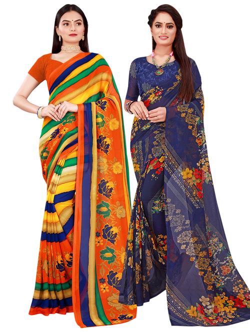 pack of 2 printed casual wear sarees - 21396285 - Very Small Image - 1