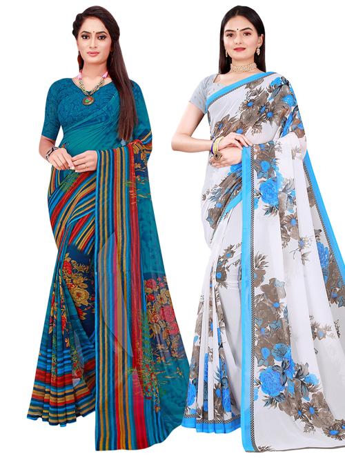 pack of 2 casual wear combo sarees with blouse - 21396327 - Very Small Image - 1