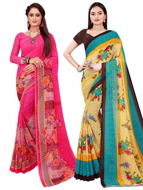 pack of 2 printed casual wear sarees with blouse - 21396331 - Very Small Image - 1