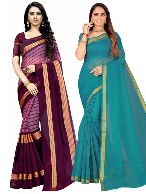 pack of 2 casual wear sarees with blouse - 21396414 - Very Small Image - 1
