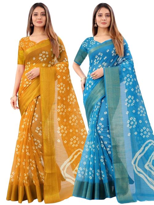 pack of 2 printed casual wear sarees with blouse - 21396481 - Very Small Image - 1